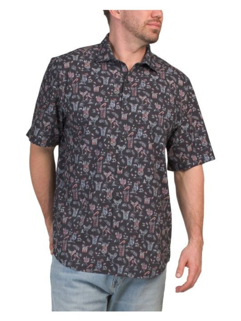 Tommy Bahama Mens Black Button Front Short Sleeve Coast Shirt Sz 3XLT Tall NEW
